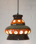 Vintage Ceramic Pendant Light: 1970s Rustic Handmade Chandelier