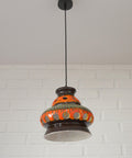 Vintage Ceramic Pendant Light: 1970s Rustic Handmade Chandelier