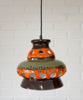 Vintage Ceramic Pendant Light: 1970s Rustic Handmade Chandelier