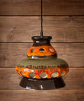 Vintage Ceramic Pendant Light: 1970s Rustic Handmade Chandelier