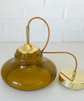 Hand Blown Amber Glass Pendant Light: MCM Retro Bar Golden Hanging Lamp