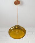 Hand Blown Amber Glass Pendant Light: MCM Retro Bar Golden Hanging Lamp