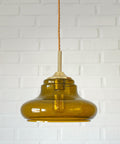 Hand Blown Amber Glass Pendant Light: MCM Retro Bar Golden Hanging Lamp