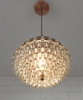 1/4 Vintage Glass Pendant Light / Brutalist Copper Bar Lamps / Mid Century Modern 1970's