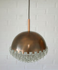 1/4 Vintage Glass Pendant Light / Brutalist Copper Bar Lamps / Mid Century Modern 1970's