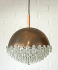 1/4 Vintage Glass Pendant Light / Brutalist Copper Bar Lamps / Mid Century Modern 1970's