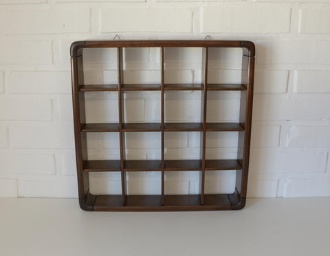Vintage Wooden Wall Knick Knack Shelf / Mid Century Modern Collectable Curio Display / Shadow Box / Gianfranco Frattini for Cassina