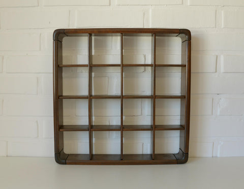 Vintage Wooden Wall Knick Knack Shelf / Mid Century Modern Collectable Curio Display / Shadow Box / Gianfranco Frattini for Cassina