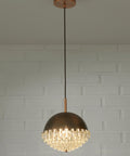 1/4 Vintage Glass Pendant Light / Brutalist Copper Bar Lamps / Mid Century Modern 1970's