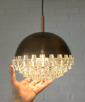 1/4 Vintage Glass Pendant Light / Brutalist Copper Bar Lamps / Mid Century Modern 1970's