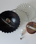 1/4 Vintage Glass Pendant Light / Brutalist Copper Bar Lamps / Mid Century Modern 1970's