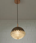 1/4 Vintage Glass Pendant Light / Brutalist Copper Bar Lamps / Mid Century Modern 1970's