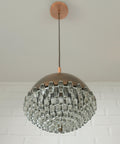 1/4 Vintage Glass Pendant Light / Brutalist Copper Bar Lamps / Mid Century Modern 1970's