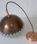 1/4 Vintage Glass Pendant Light / Brutalist Copper Bar Lamps / Mid Century Modern 1970's