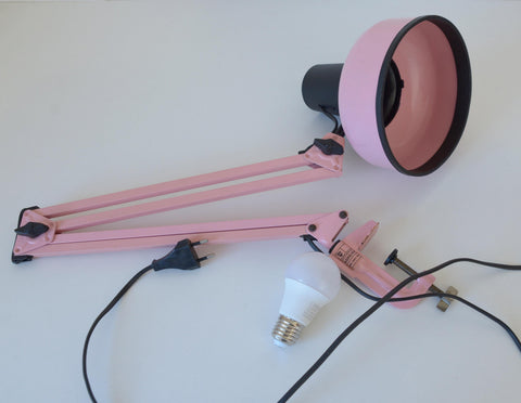 Vintage Architect Desk Lamp / Mid Century Modern / Pop Art / Rare Pink Table Light from 80's