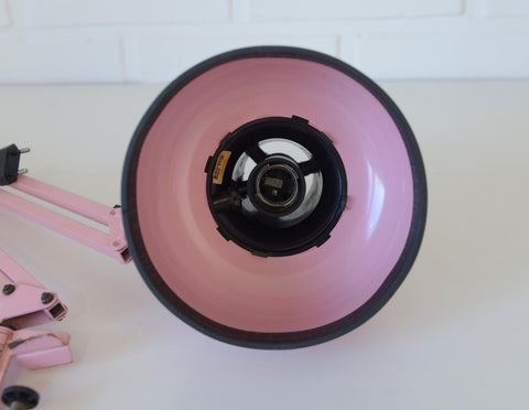 Vintage Architect Desk Lamp / Mid Century Modern / Pop Art / Rare Pink Table Light from 80's