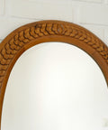 Vintage Hand-Carved Oval Oak Mirror – 1960s Vanity Wall Decor