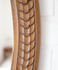 Vintage Hand-Carved Oval Oak Mirror – 1960s Vanity Wall Decor