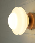 Set of 2 Vintage Milk Glass Sconces - Mid Century Modern Copper Flush Mount Lights