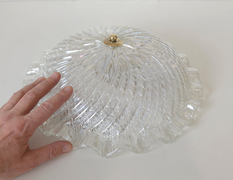 Vintage Murano Glass Sconce: Pearl Glass Wall Lamp / Handmade Flush Mount, Made in Italy