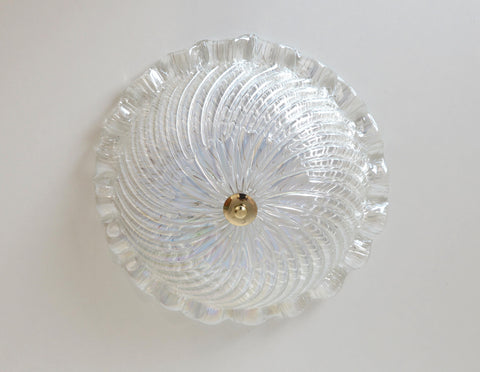 Vintage Murano Glass Sconce: Pearl Glass Wall Lamp / Handmade Flush Mount, Made in Italy
