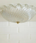 Vintage Murano Glass Sconce: Pearl Glass Wall Lamp / Handmade Flush Mount, Made in Italy