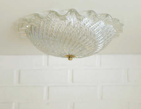 Vintage Murano Glass Sconce: Pearl Glass Wall Lamp / Handmade Flush Mount, Made in Italy