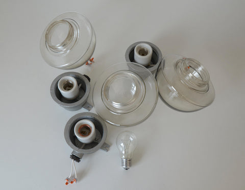 Mushroom Lamps / Set of 3 / Vintage Wall Lamp / Ceiling Light / Industrial Sconces