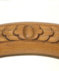 Vintage Hand-Carved Oval Oak Mirror – 1960s Vanity Wall Decor