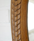 Vintage Hand-Carved Oval Oak Mirror – 1960s Vanity Wall Decor