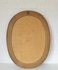 Vintage Hand-Carved Oval Oak Mirror – 1960s Vanity Wall Decor