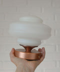 Set of 2 Vintage Milk Glass Sconces - Mid Century Modern Copper Flush Mount Lights