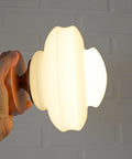 Set of 2 Vintage Milk Glass Sconces - Mid Century Modern Copper Flush Mount Lights