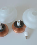 Set of 2 Vintage Milk Glass Sconces - Mid Century Modern Copper Flush Mount Lights