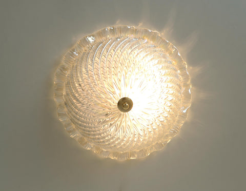 Vintage Murano Glass Sconce: Pearl Glass Wall Lamp / Handmade Flush Mount, Made in Italy