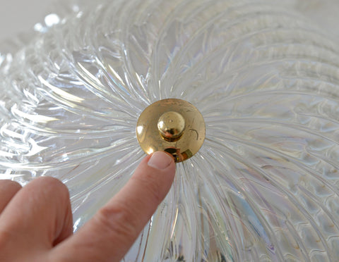 Vintage Murano Glass Sconce: Pearl Glass Wall Lamp / Handmade Flush Mount, Made in Italy