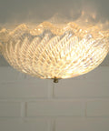 Vintage Murano Glass Sconce: Pearl Glass Wall Lamp / Handmade Flush Mount, Made in Italy