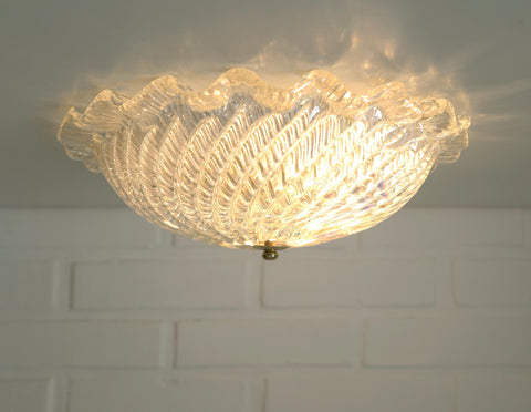 Vintage Murano Glass Sconce: Pearl Glass Wall Lamp / Handmade Flush Mount, Made in Italy