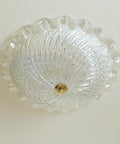 Vintage Murano Glass Sconce: Pearl Glass Wall Lamp / Handmade Flush Mount, Made in Italy