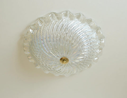 Vintage Murano Glass Sconce: Pearl Glass Wall Lamp / Handmade Flush Mount, Made in Italy