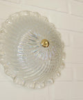 Vintage Murano Glass Sconce: Pearl Glass Wall Lamp / Handmade Flush Mount, Made in Italy