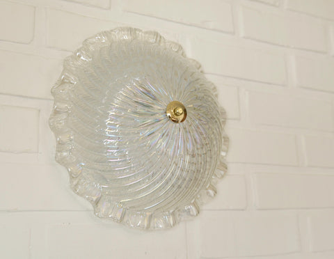Vintage Murano Glass Sconce: Pearl Glass Wall Lamp / Handmade Flush Mount, Made in Italy