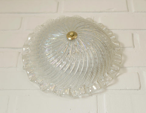 Vintage Murano Glass Sconce: Pearl Glass Wall Lamp / Handmade Flush Mount, Made in Italy