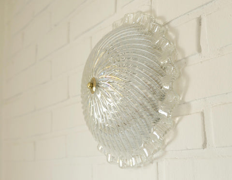 Vintage Murano Glass Sconce: Pearl Glass Wall Lamp / Handmade Flush Mount, Made in Italy