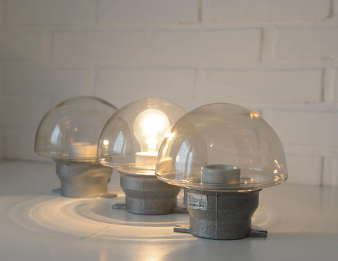 Mushroom Lamps / Set of 3 / Vintage Wall Lamp / Ceiling Light / Industrial Sconces