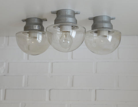 Mushroom Lamps / Set of 3 / Vintage Wall Lamp / Ceiling Light / Industrial Sconces