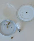 Set of 2 Vintage Hand Blown Ice Glass Wall Sconce / Pair of Flush Mount Ceiling Light