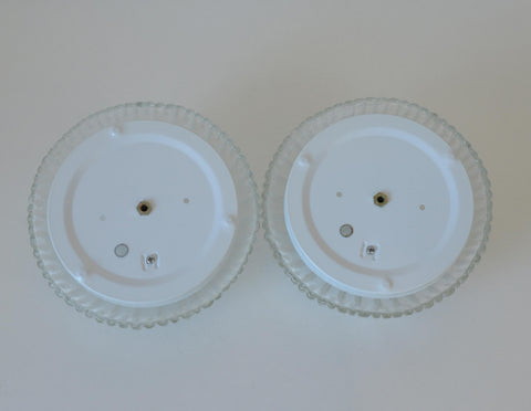 Set of 2 Vintage Hand Blown Ice Glass Wall Sconce / Pair of Flush Mount Ceiling Light