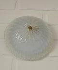 Set of 2 Vintage Hand Blown Ice Glass Wall Sconce / Pair of Flush Mount Ceiling Light