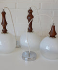 Vintage Pendant Lights / Set of 3 / Redesign Wood and Glass Hanging Bar Lamps